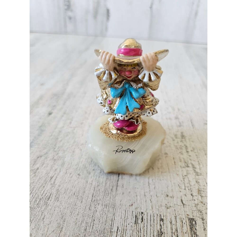 Ron Lee candy apple clown girl cowboy hat 1999 circus dress gold figurine statue